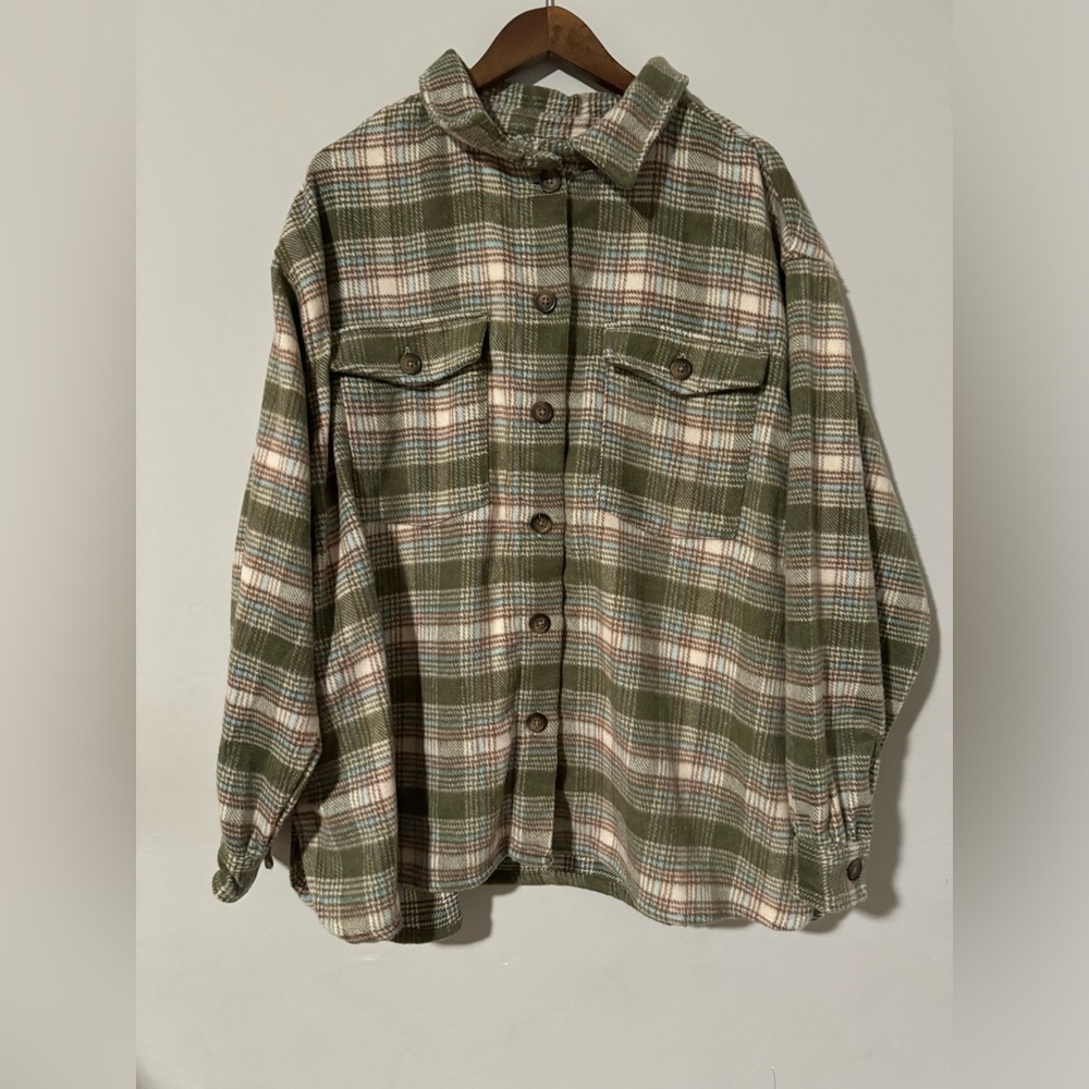 Dip - Soft Green Plaid Shacket - Picture 1 of 10